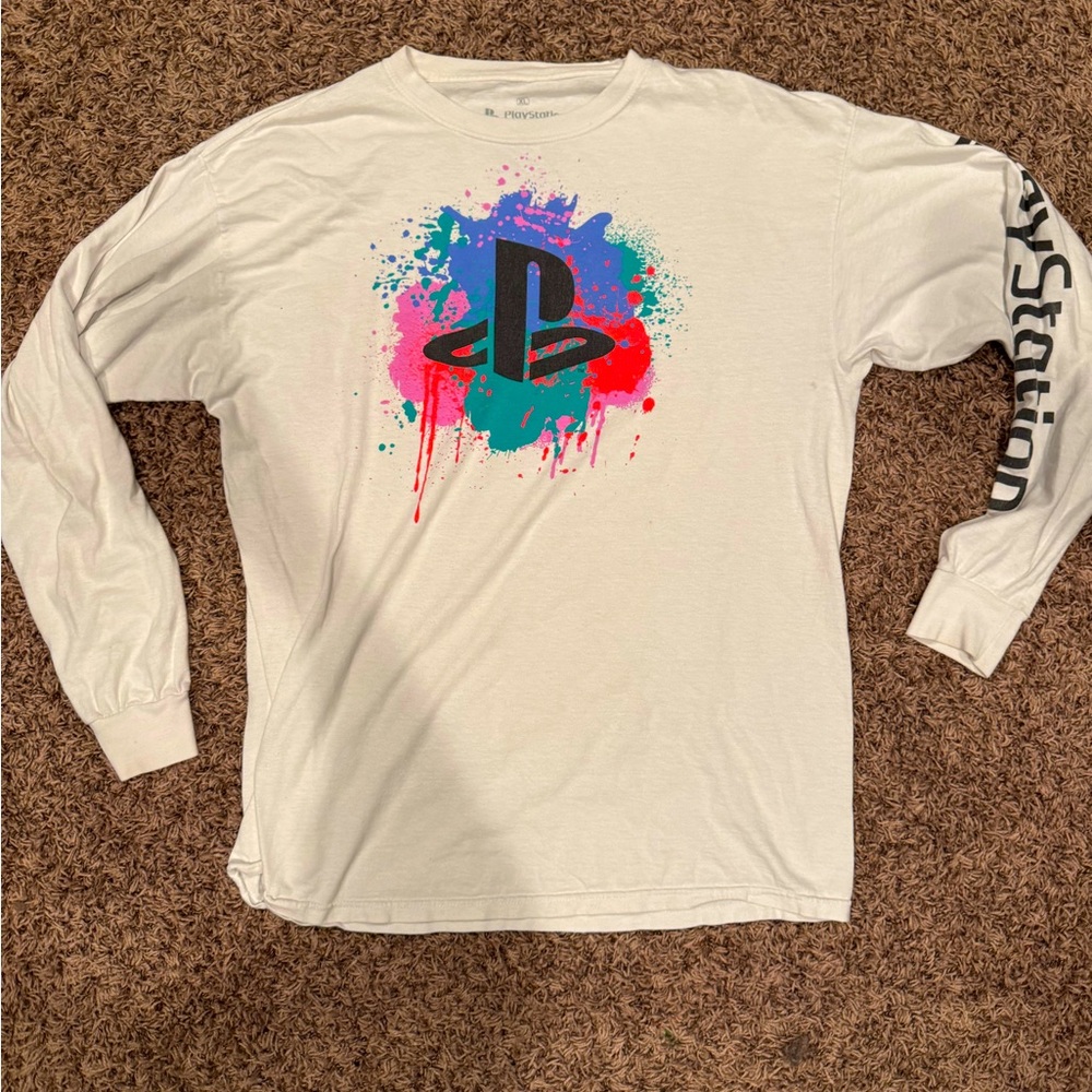 Mens long sleeve Playstation graphic Tee